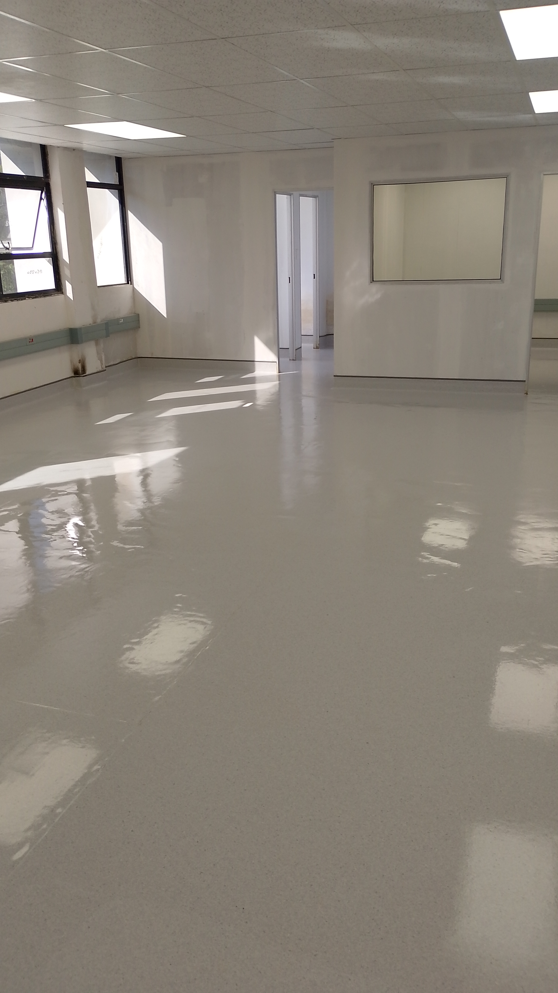 Anti-slip vinyl flooring installed in a hospital room at Rob Ferreira, Mpumalanga